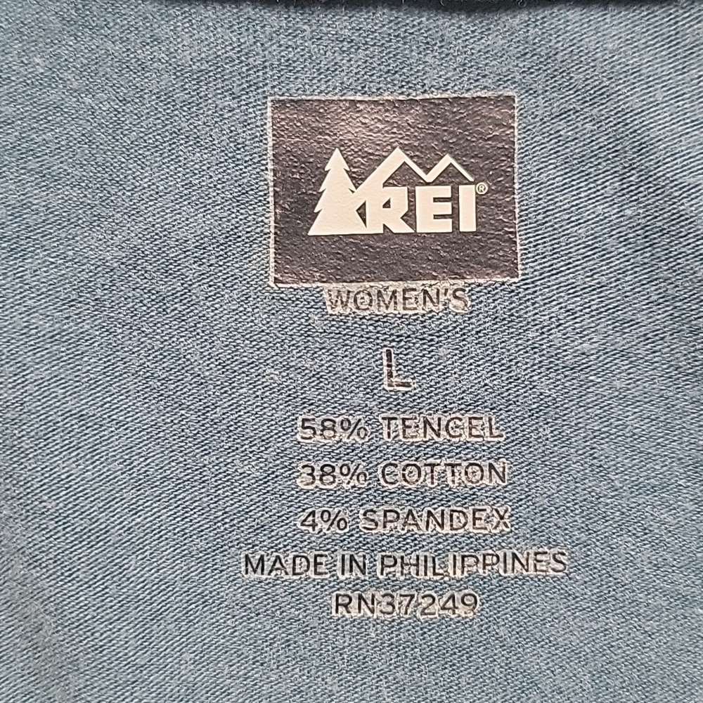 REI hooded henley-teal floral - sz Large - Picture 3 of 4